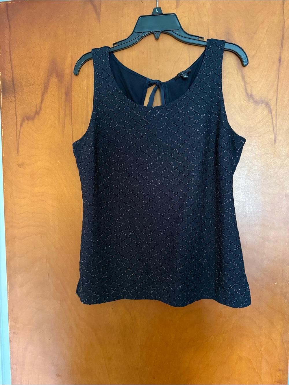 The Limited Sleeveless Navy Metallic Thread Tank Top
